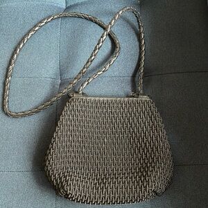 90s Black Woven Shoulder Bag